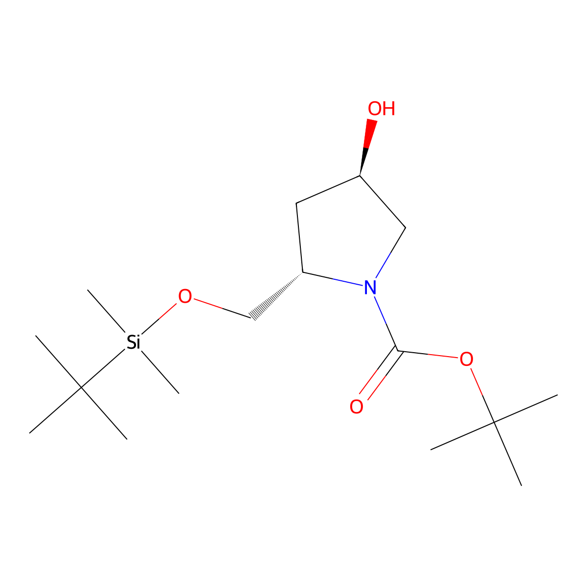 Tert-butyl (2S,4R)-2-(((tert-butyldimethylsilyl)oxy)methyl)-4-hydroxypyrrolidine-1-carboxylate molecular structure, CAS 125653-58-9