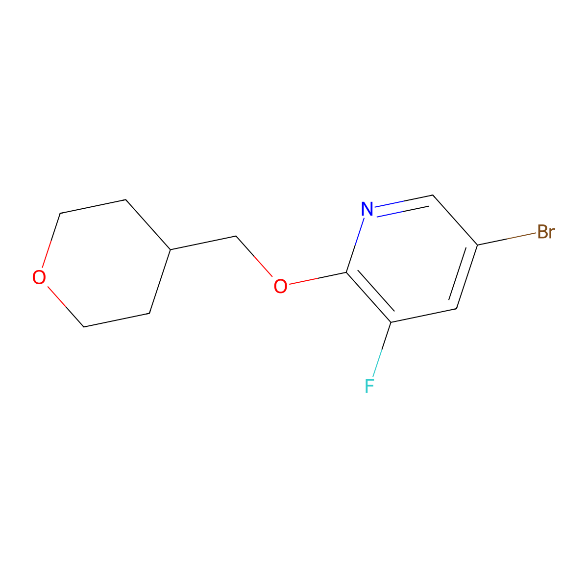5-Bromo-3-fluoro-2-[(oxan-4-yl)methoxy]pyridine molecular structure, CAS 1256545-29-5