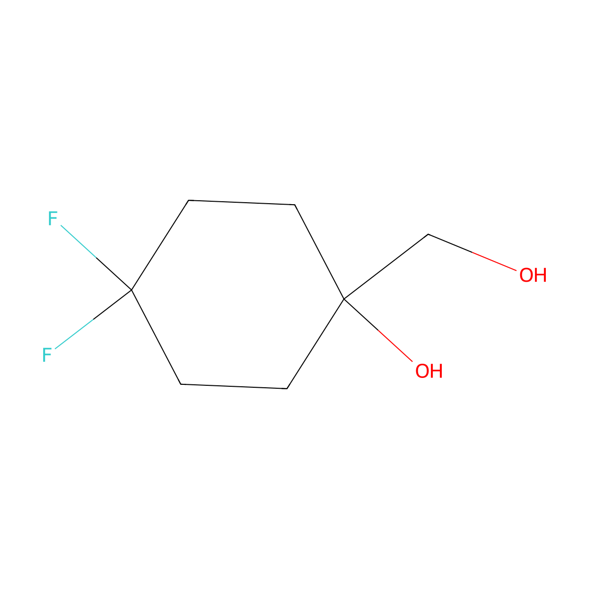 4,4-Difluoro-1-(hydroxymethyl)cyclohexan-1-ol molecular structure, CAS 1256545-48-8