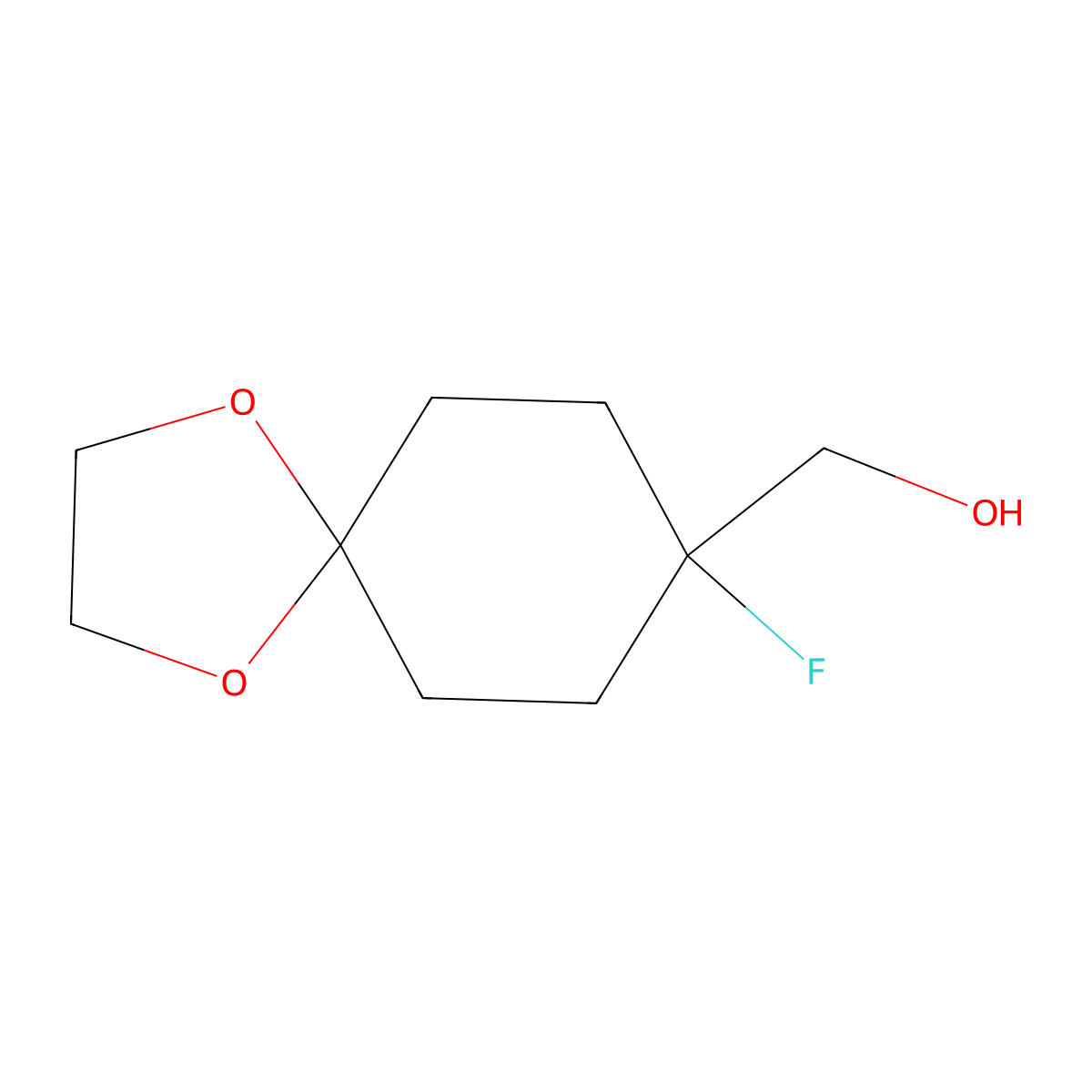 {8-Fluoro-1,4-dioxaspiro[4.5]decan-8-yl}methanol molecular structure, CAS 1256545-97-7