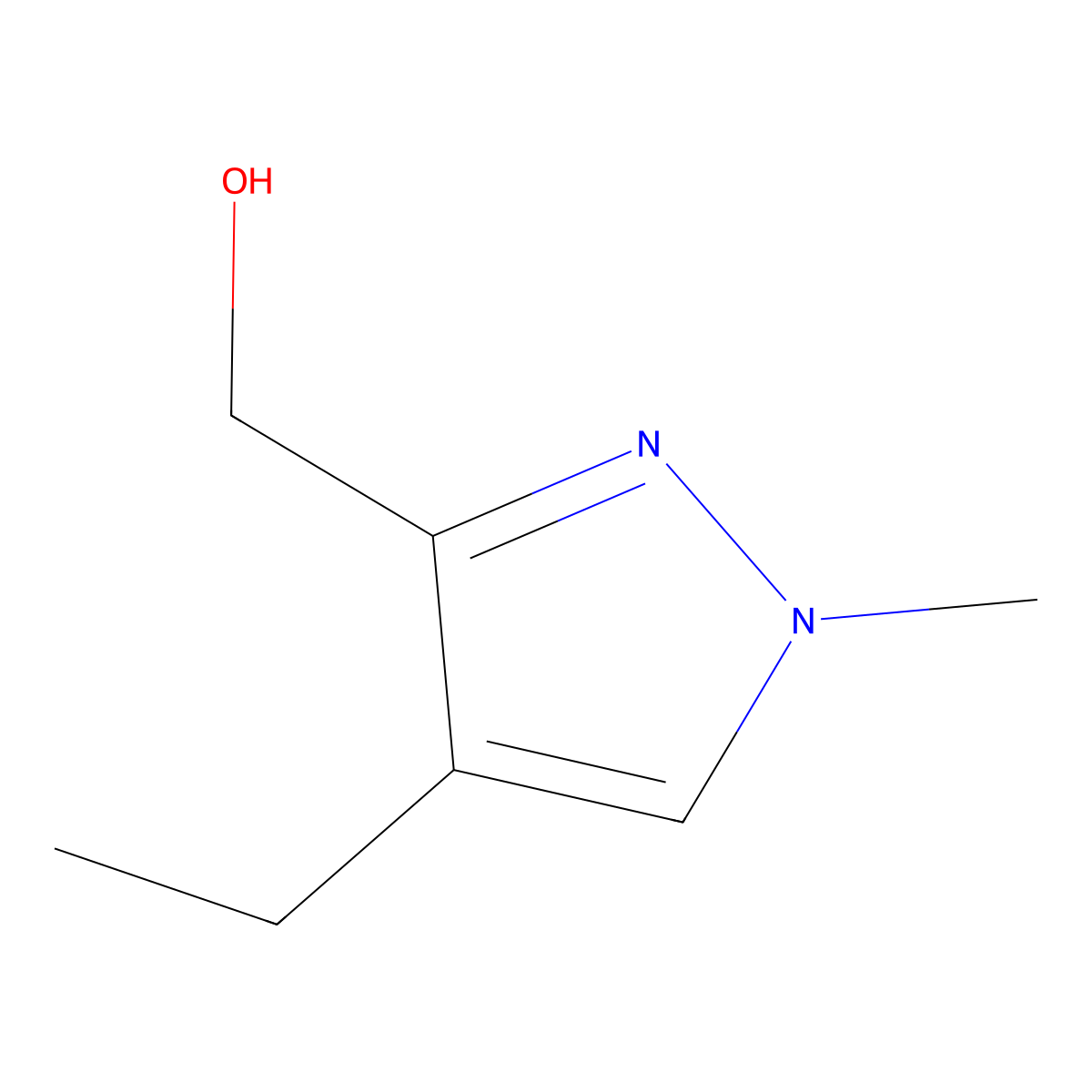 (4-ethyl-1-methyl-1H-pyrazol-3-yl)methanol molecular structure, CAS 1256561-12-2