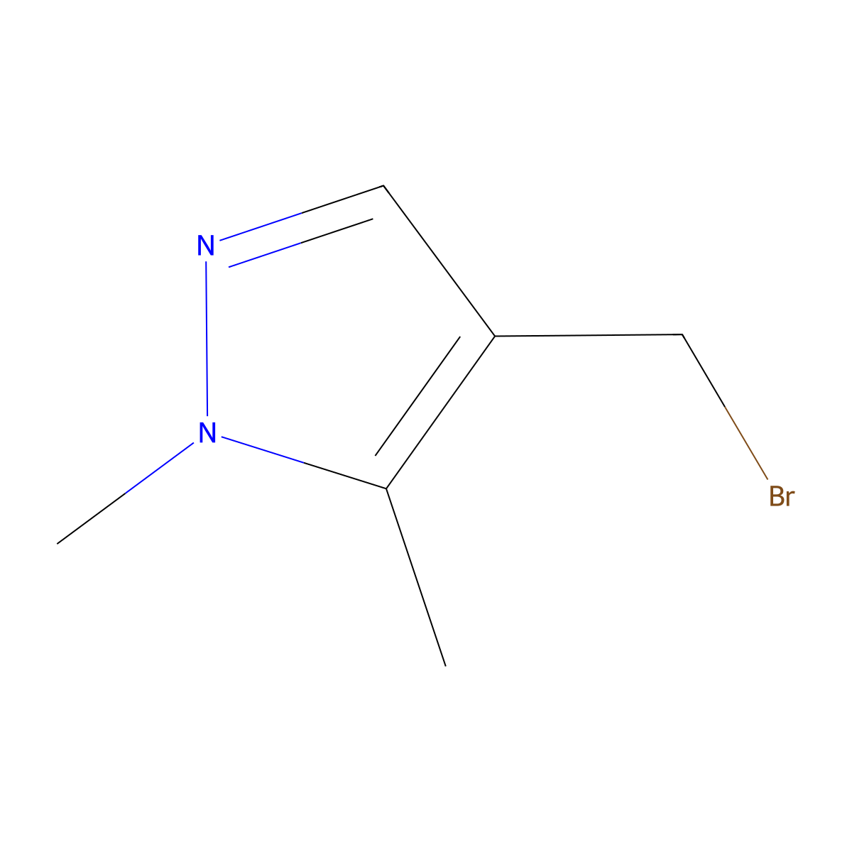 4-(bromomethyl)-1,5-dimethyl-1H-pyrazole molecular structure, CAS 1256561-79-1