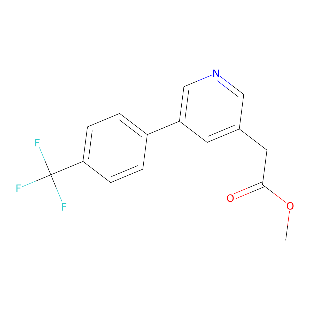 Methyl {5-[4-(trifluoromethyl)phenyl]pyridin-3-yl}acetate molecular structure, CAS 1256570-42-9