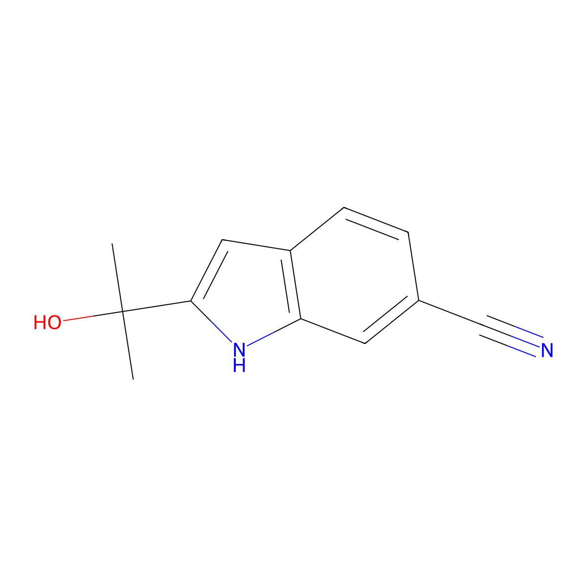 2-(2-hydroxypropan-2-yl)-1H-indole-6-carbonitrile molecular structure, CAS 1256576-74-5