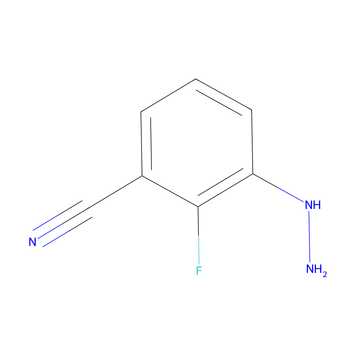 3-Cyano-2-fluorophenylhydrazine molecular structure, CAS 1256582-49-6