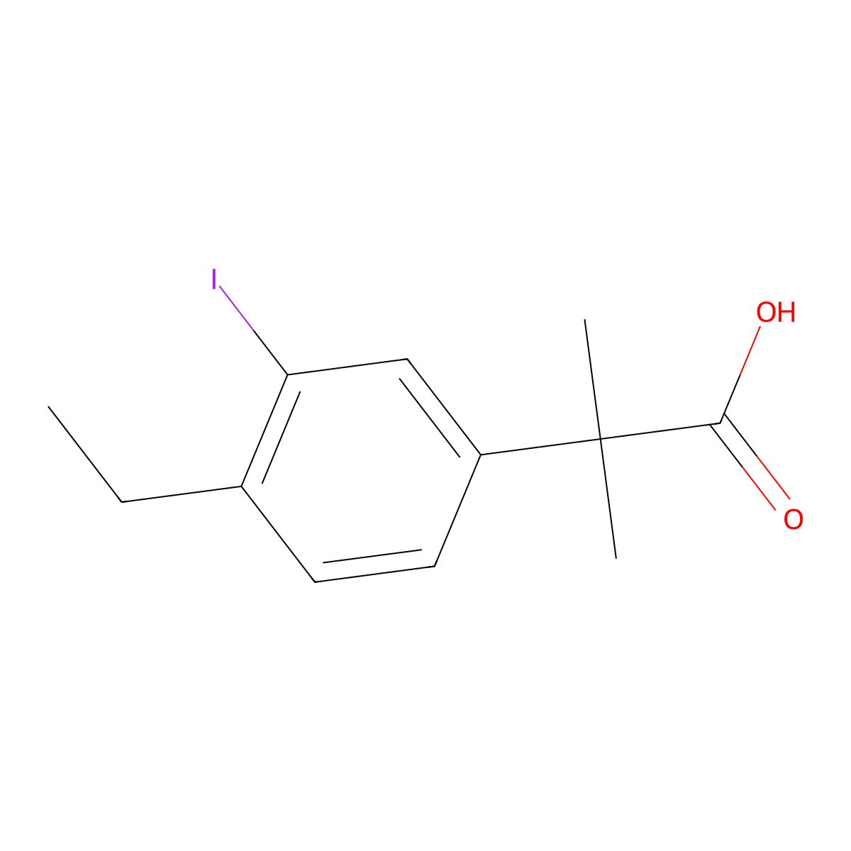 4-Ethyl-3-iodo-alpha,alpha-dimethylbenzeneacetic acid molecular structure, CAS 1256584-73-2