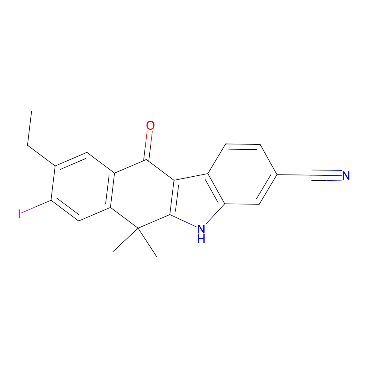 9-ethyl-8-iodo-6,6-dimethyl-11-oxo-6,11-dihydro-5H-benzo[b]carbazole-3-carbonitrile molecular structure, CAS 1256584-80-1