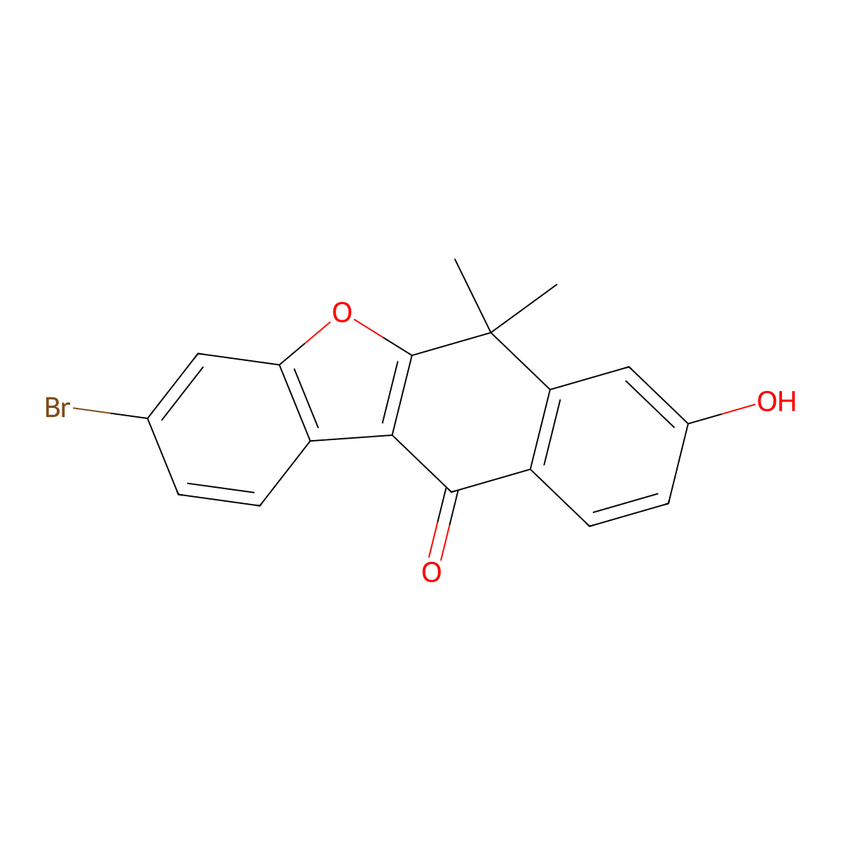 3-Bromo-8-hydroxy-6,6-dimethylnaphtho[2,3-b]benzofuran-11(6H)-one molecular structure, CAS 1256588-93-8