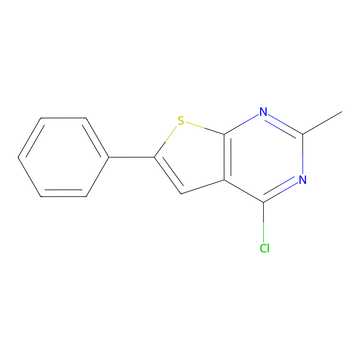 4-Chloro-2-methyl-6-phenylthieno[2,3-d]pyrimidine molecular structure, CAS 125660-99-3