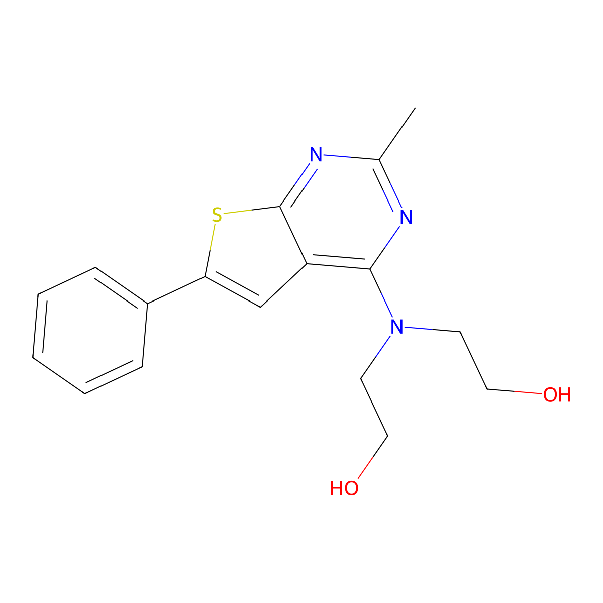2-[(2-Hydroxyethyl)({2-methyl-6-phenylthieno[2,3-d]pyrimidin-4-yl})amino]ethan-1-ol molecular structure, CAS 125661-24-7