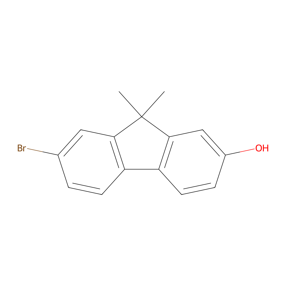 7-bromo-9,9-dimethyl-9H-fluoren-2-ol molecular structure, CAS 1256619-51-8