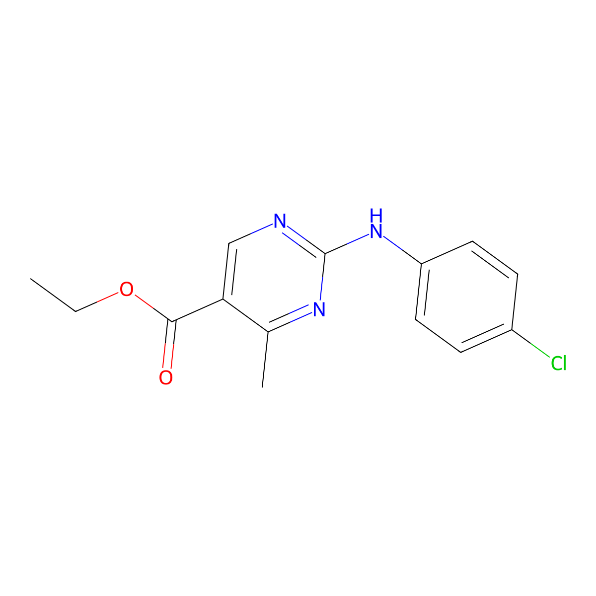 Ethyl 2-[(4-chlorophenyl)amino]-4-methylpyrimidine-5-carboxylate molecular structure, CAS 1256627-71-0