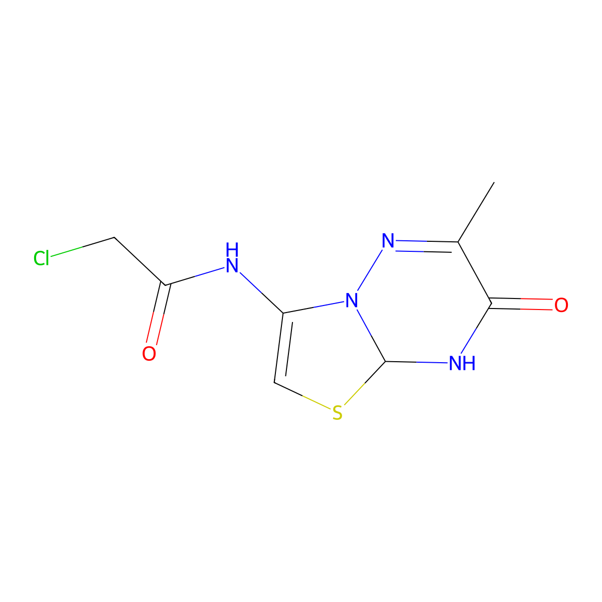 2-chloro-N-(6-methyl-7-oxo-8,8a-dihydro-7H-[1,3]thiazolo[3,2-b][1,2,4]triazin-3-yl)acetamide molecular structure, CAS 1256627-72-1