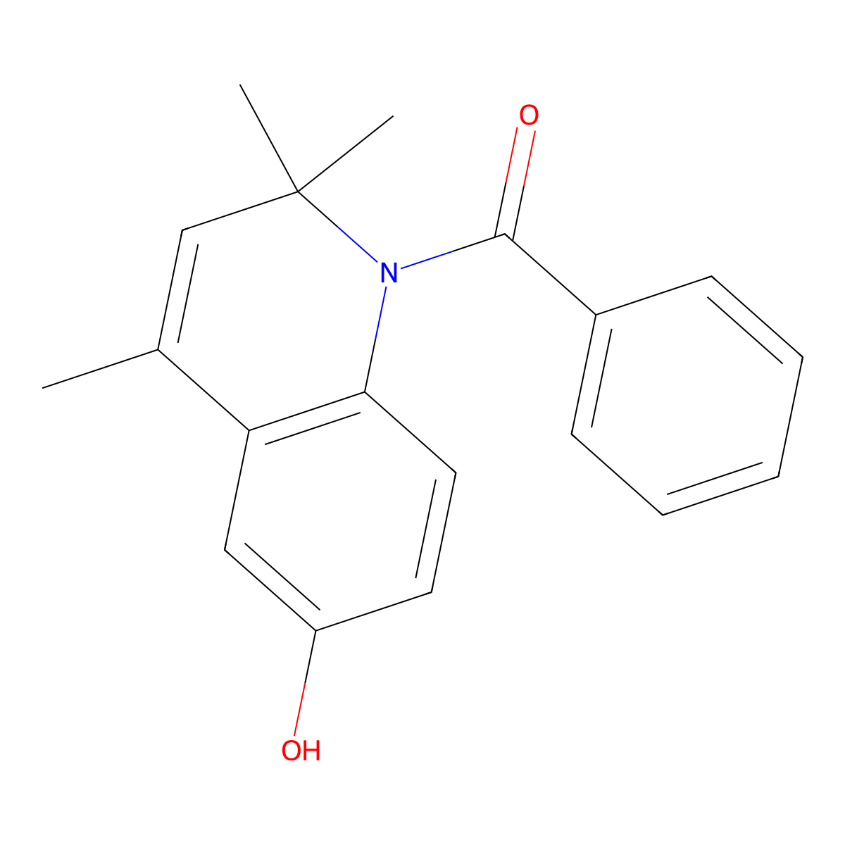 Methanone, (6-hydroxy-2,2,4-trimethyl-1(2H)-quinolinyl)phenyl- molecular structure, CAS 1256627-81-2