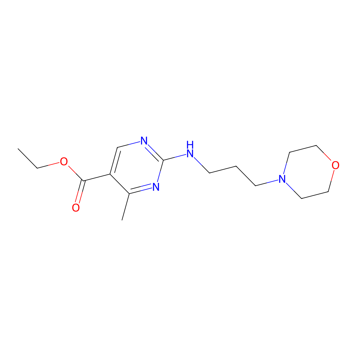 Ethyl 4-methyl-2-[(3-morpholin-4-ylpropyl)amino]pyrimidine-5-carboxylate molecular structure, CAS 1256627-84-5