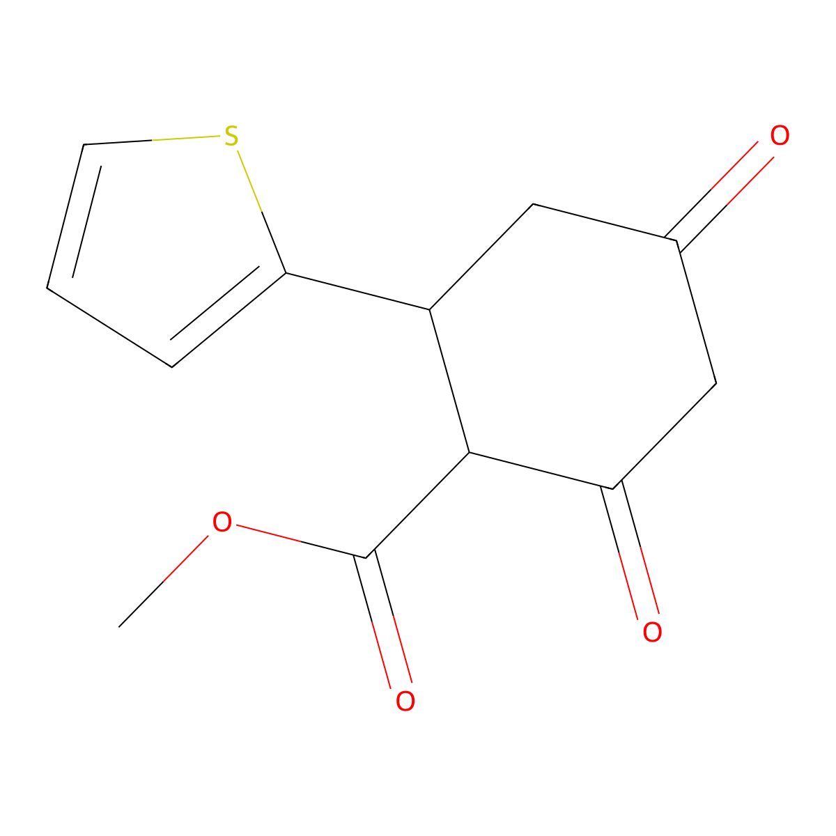 Methyl 2,4-dioxo-6-(2-thienyl)cyclohexanecarboxylate molecular structure, CAS 1256628-02-0