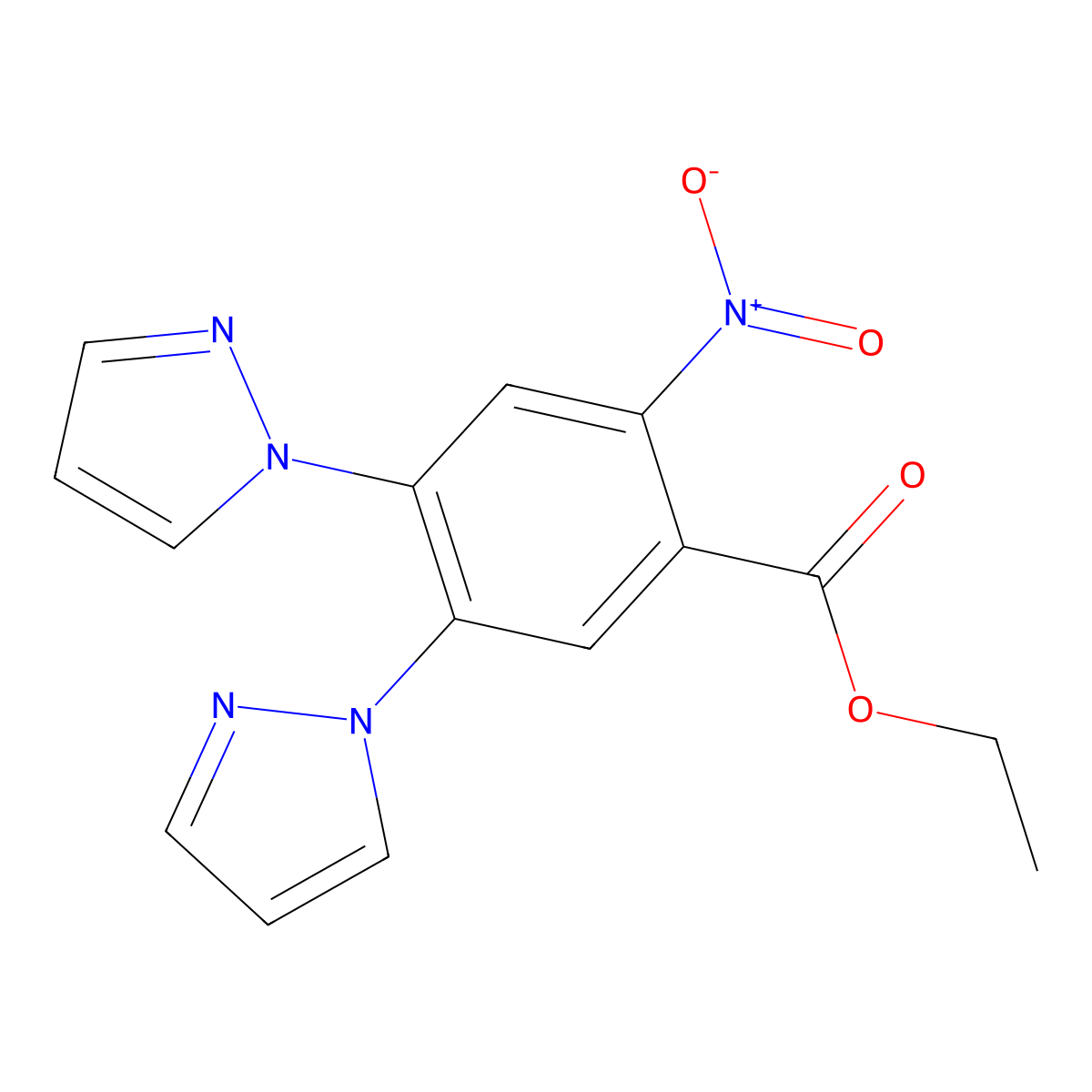 Ethyl 2-Nitro-4,5-di(1-pyrazolyl)benzoate molecular structure, CAS 1256633-25-6