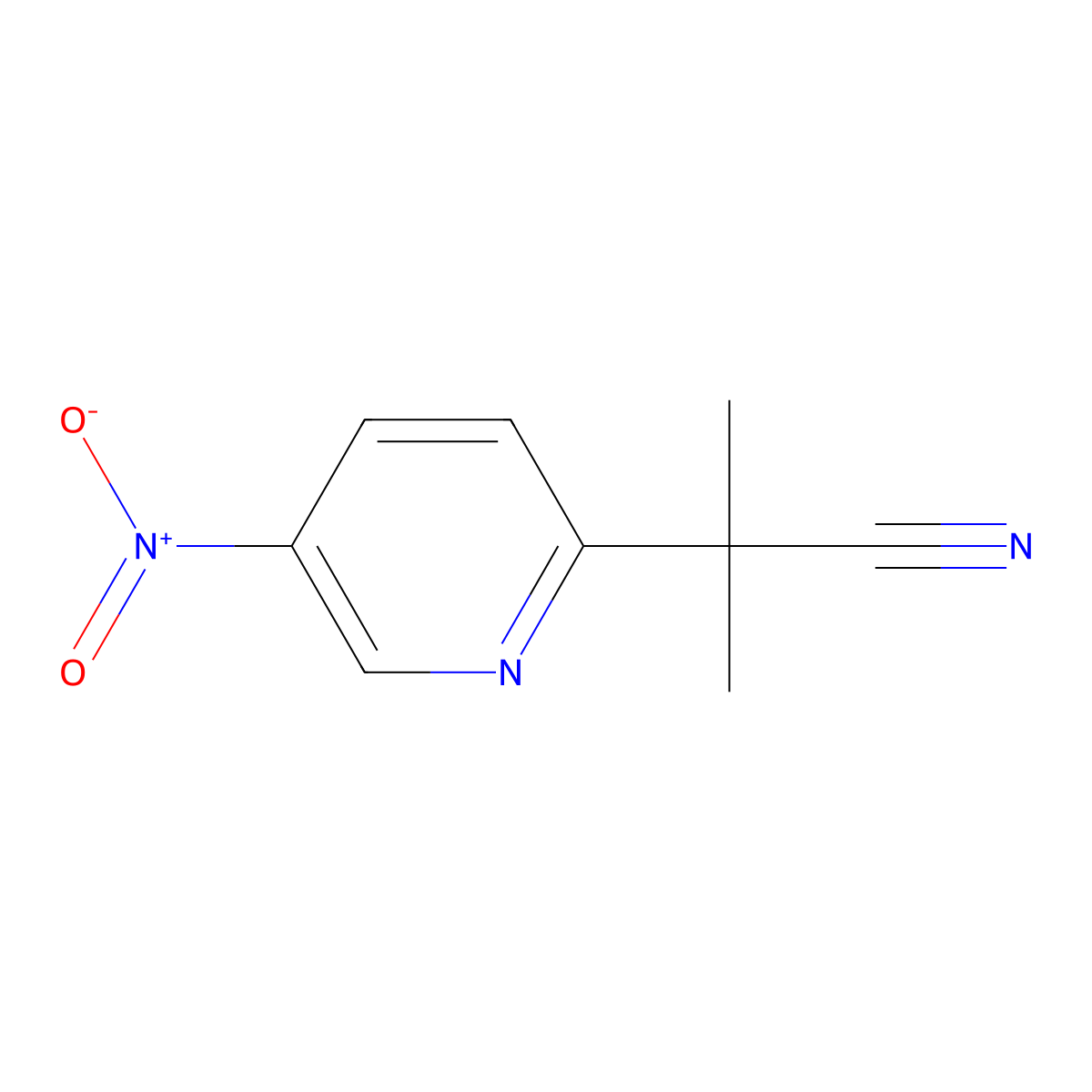 2-Methyl-2-(5-nitropyridin-2-YL)propanenitrile molecular structure, CAS 1256633-31-4