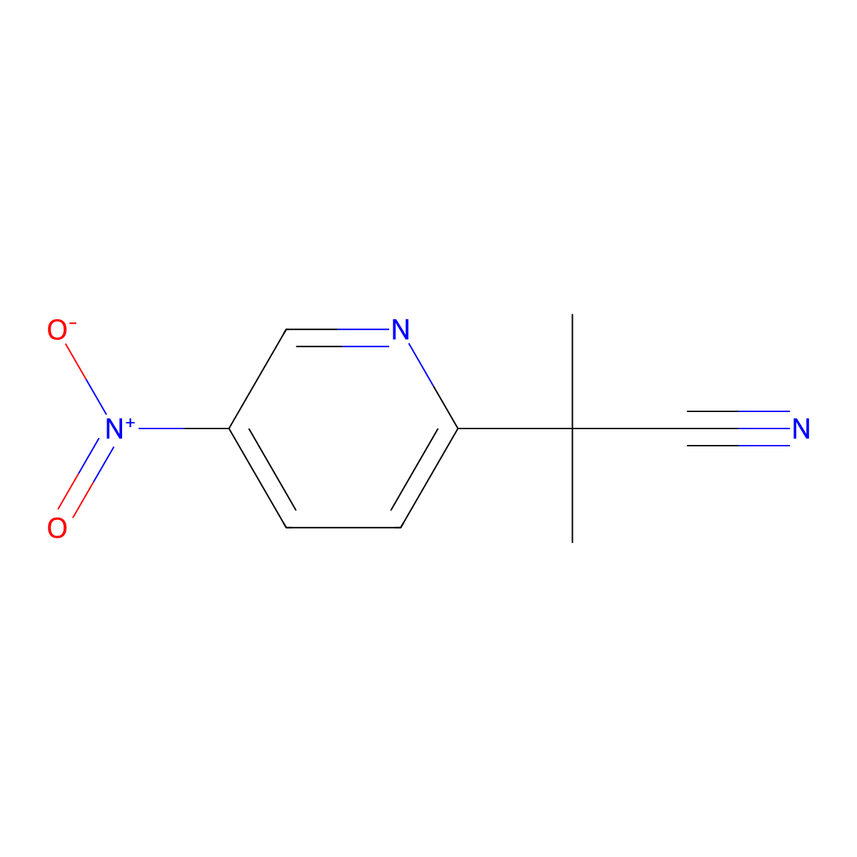 2-Methyl-2-(5-nitropyridin-2-YL)propanenitrile molecular structure, CAS 1256633-31-4
