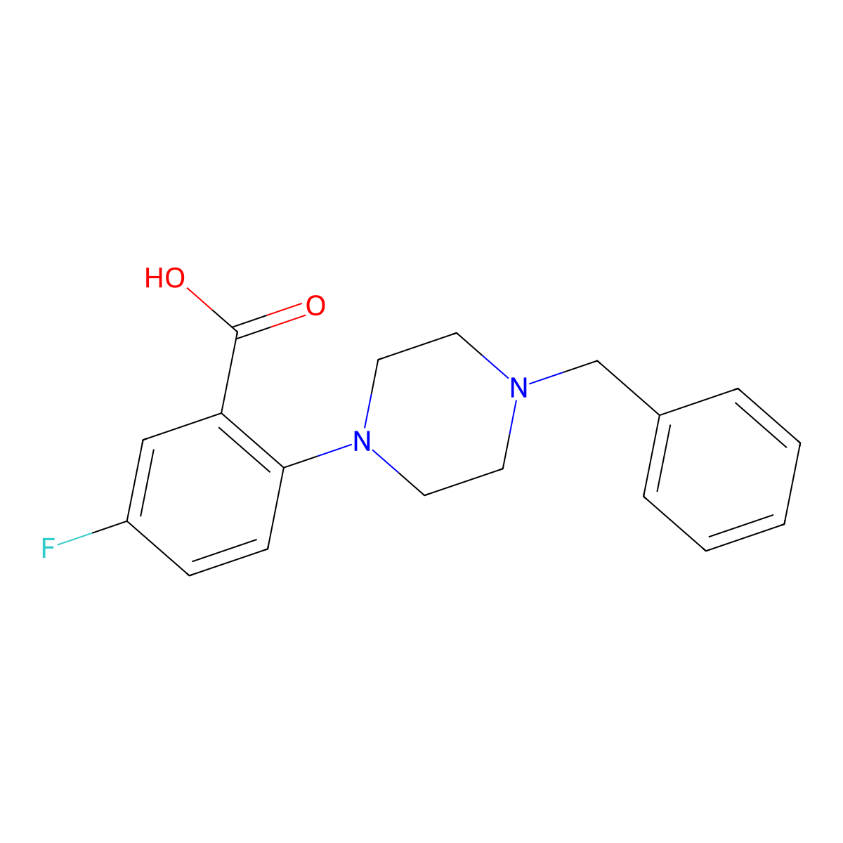 2-(4-Benzylpiperazino)-5-fluorobenzoic acid molecular structure, CAS 1256633-38-1