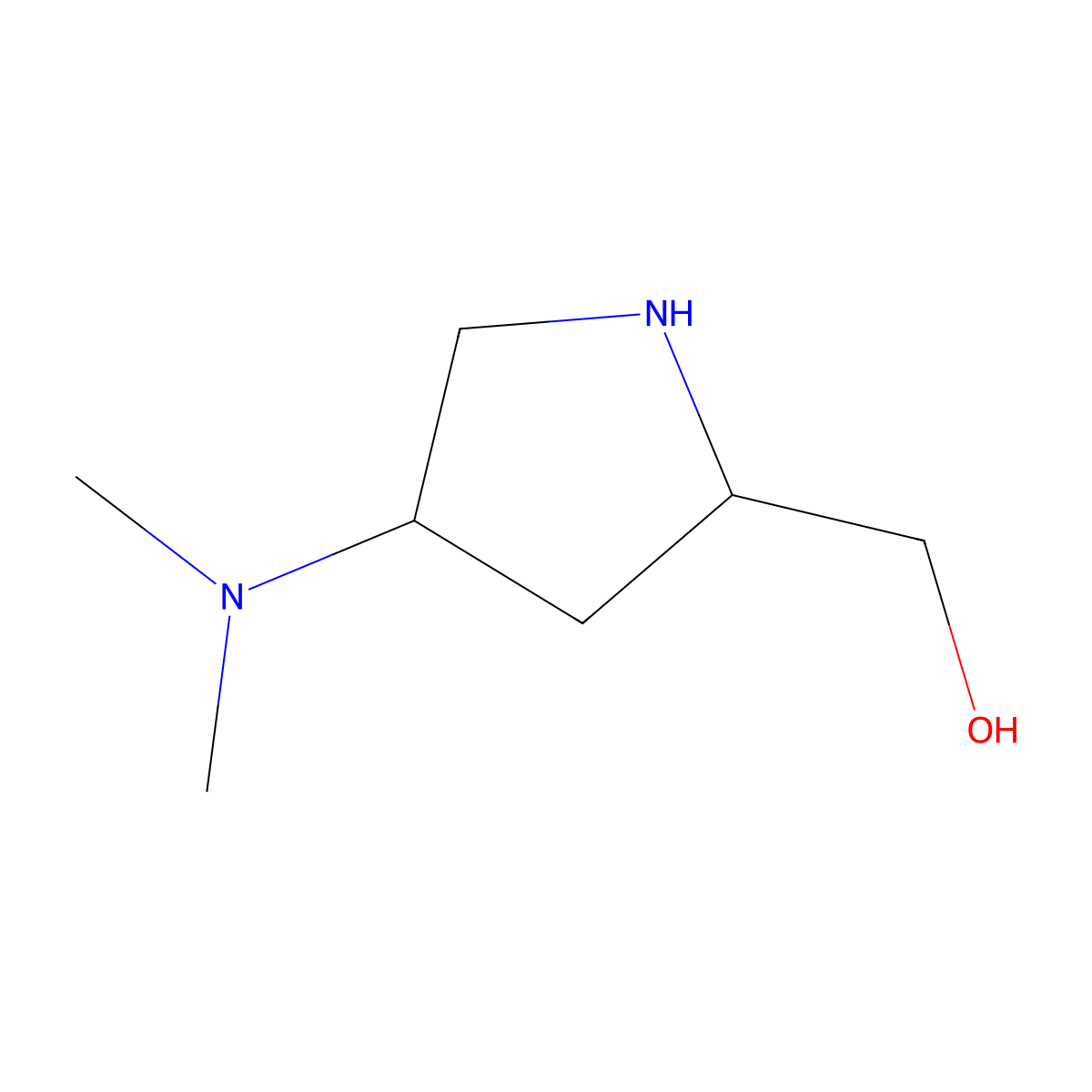 ((2S,4R)-4-(Dimethylamino)pyrrolidin-2-yl)methanol molecular structure, CAS 1256636-20-0