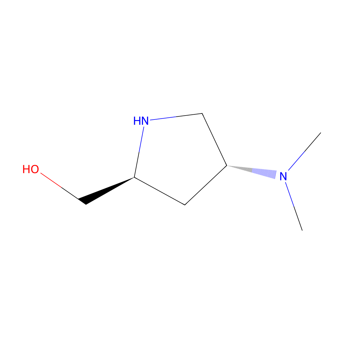 ((2S,4R)-4-(Dimethylamino)pyrrolidin-2-yl)methanol molecular structure, CAS 1256636-20-0