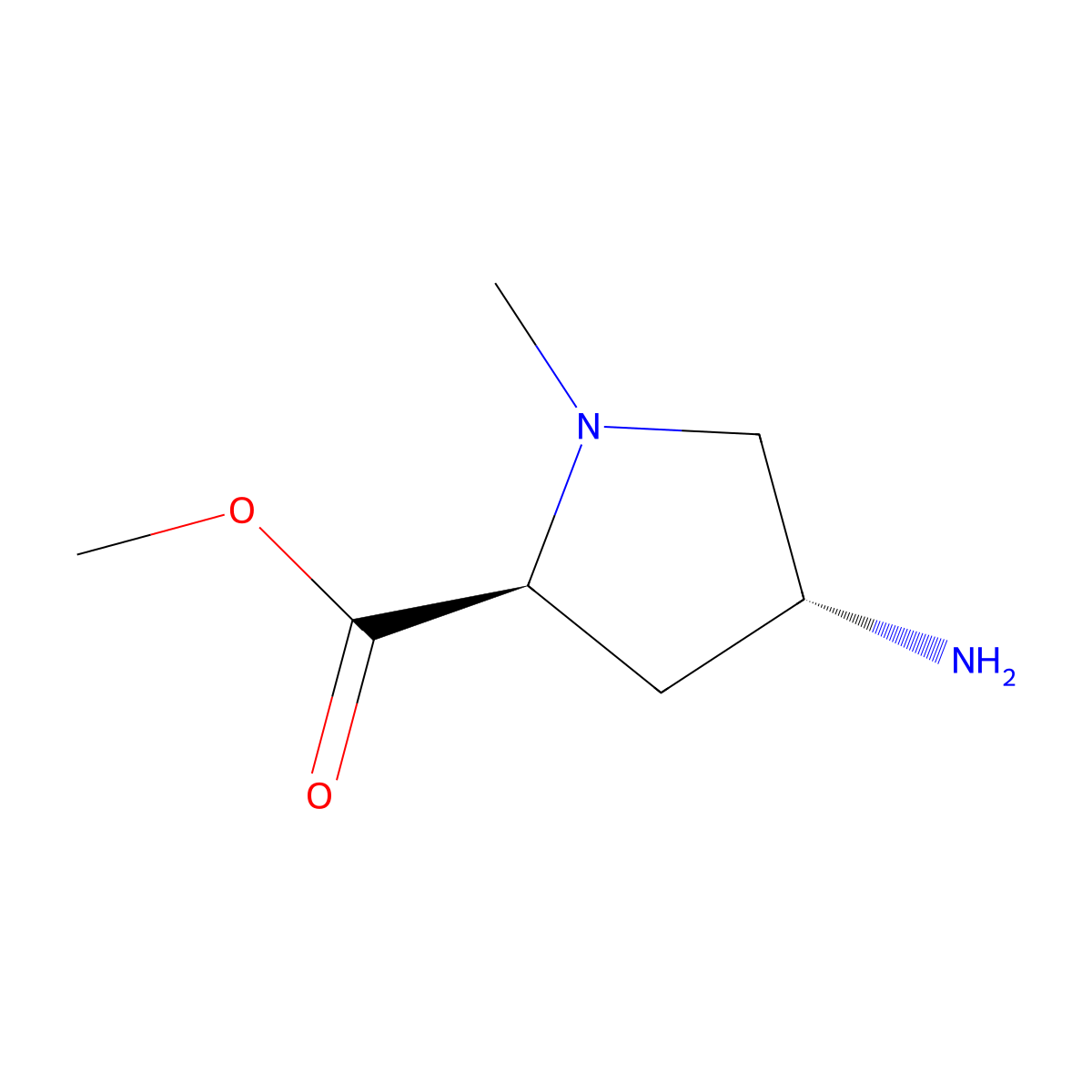 L-Proline, 4-amino-1-methyl-, methyl ester, (4R)- molecular structure, CAS 1256636-22-2