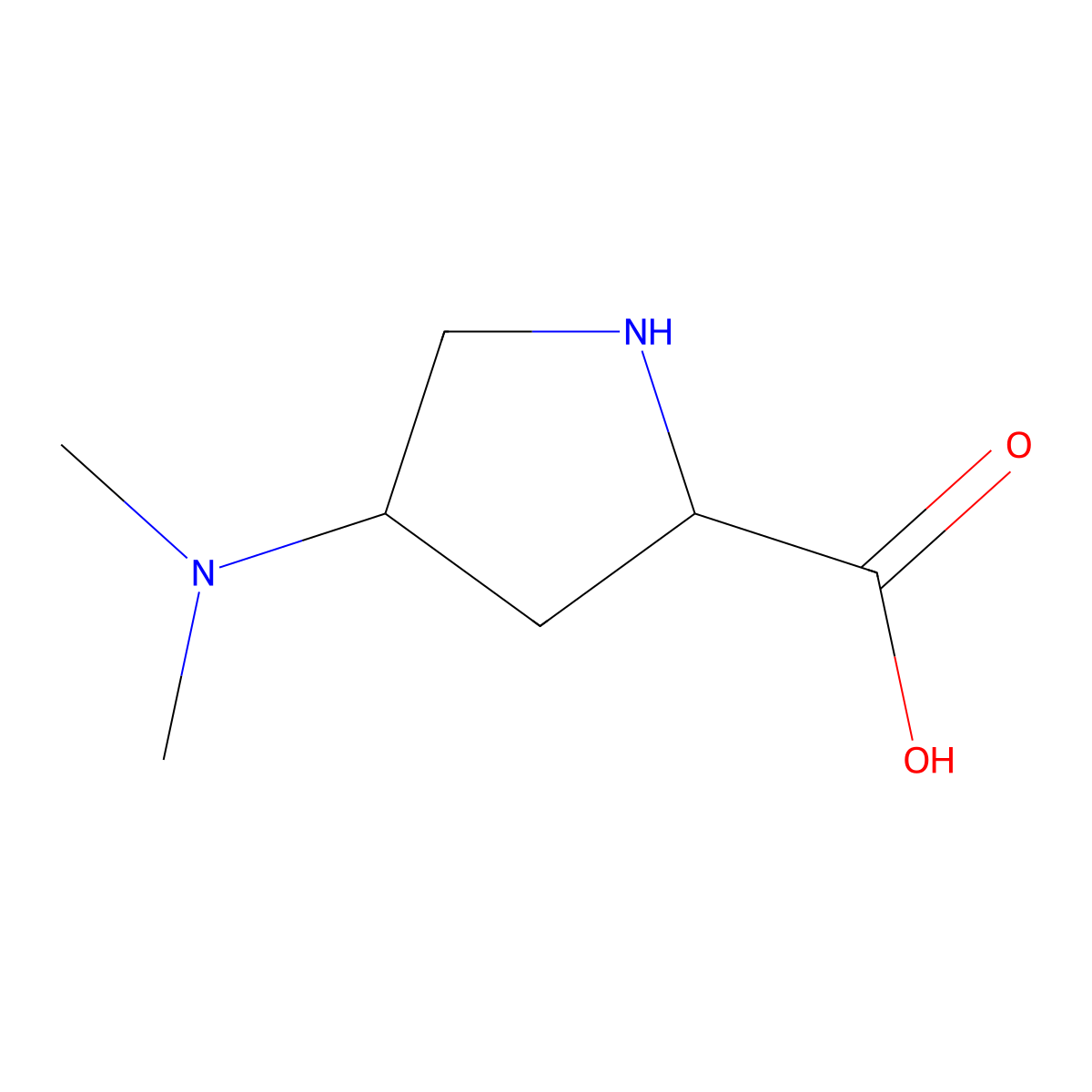 (2S,4R)-4-(Dimethylamino)pyrrolidine-2-carboxylic acid molecular structure, CAS 1256636-28-8