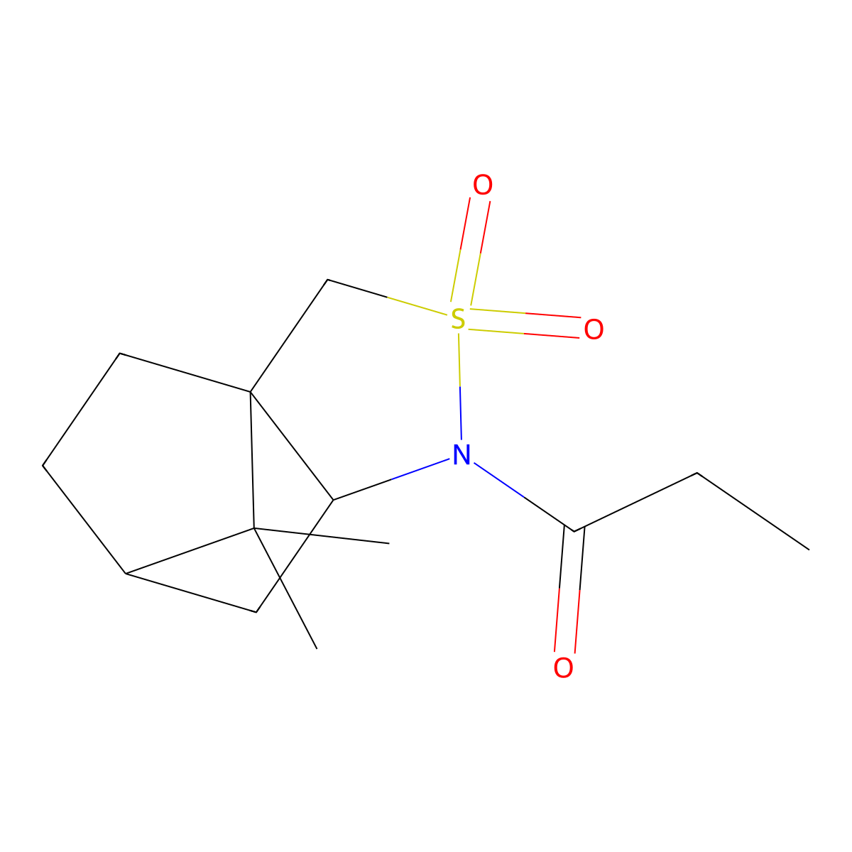 (3aS,6R,7aR)-8,8-Dimethyl-1-propanoylhexahydro-3a,6-methano-2lambda~6~-2lambda~6~,1-benzothiazole-2,2(3H)-dione molecular structure, CAS 125664-95-1