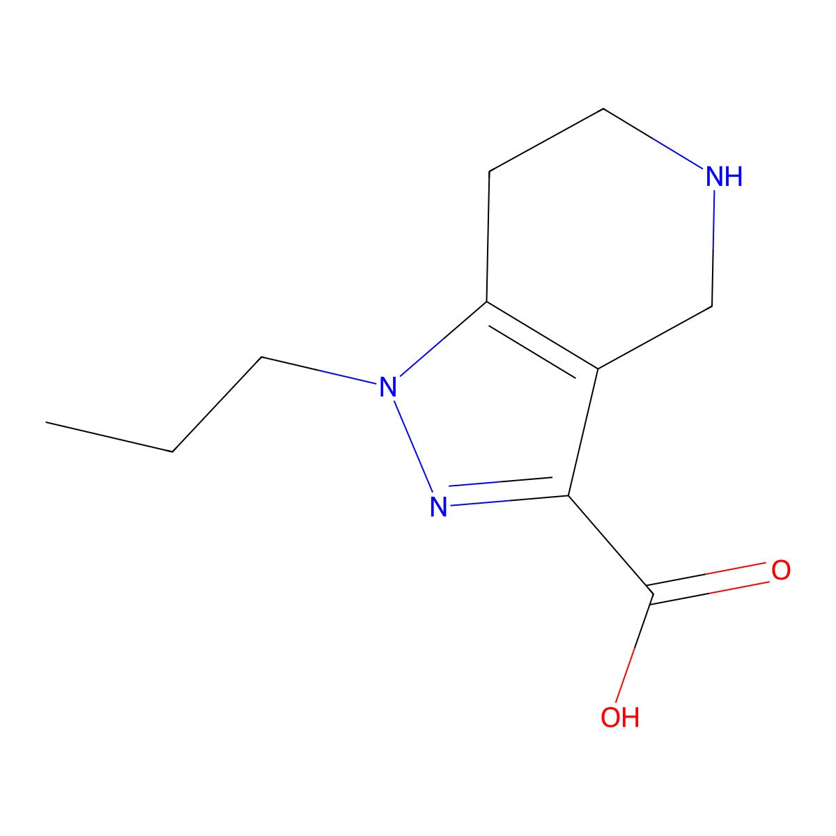 1-Propyl-4,5,6,7-tetrahydro-1H-pyrazolo[4,3-c]pyridine-3-carboxylic acid molecular structure, CAS 1256643-12-5