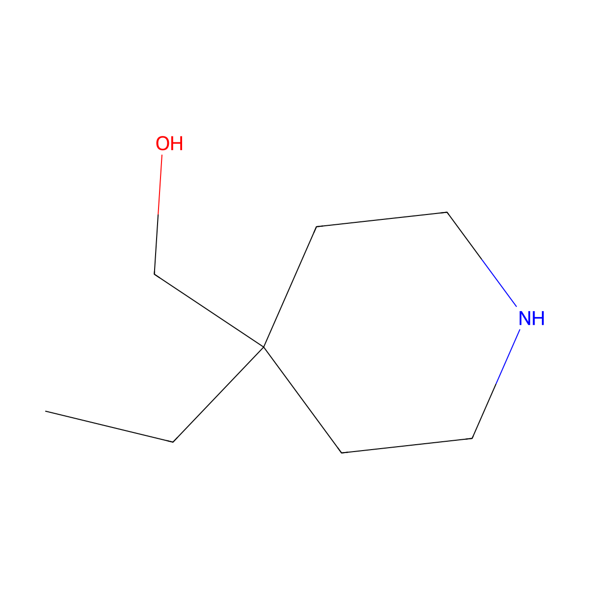 4-Ethyl-4-piperidinemethanol molecular structure, CAS 1256643-15-8