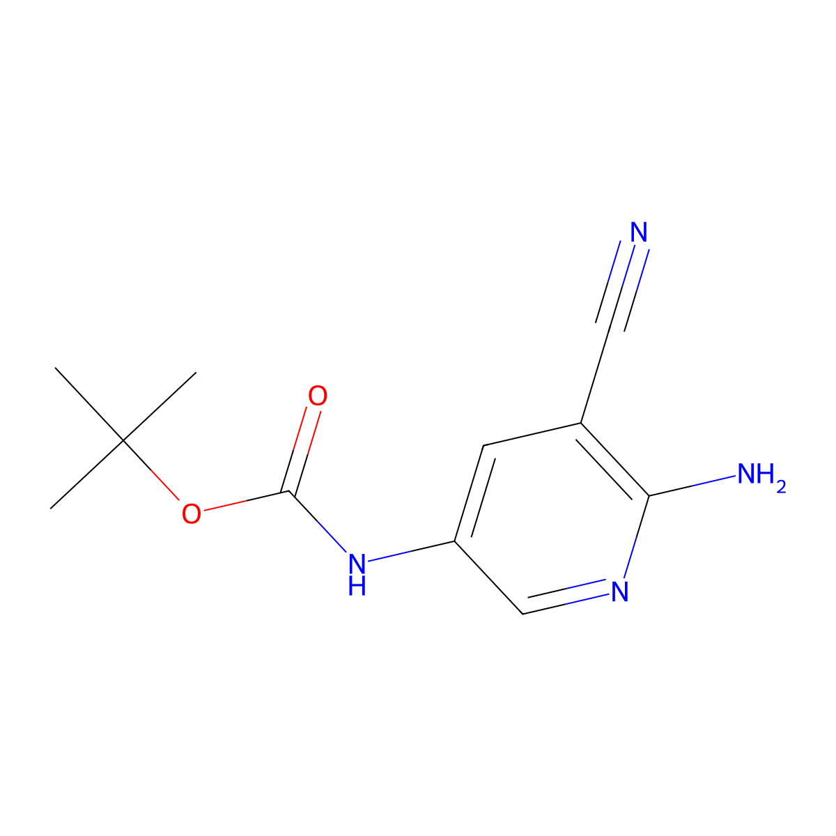 tert-Butyl (6-amino-5-cyanopyridin-3-yl)carbamate molecular structure, CAS 1256643-33-0