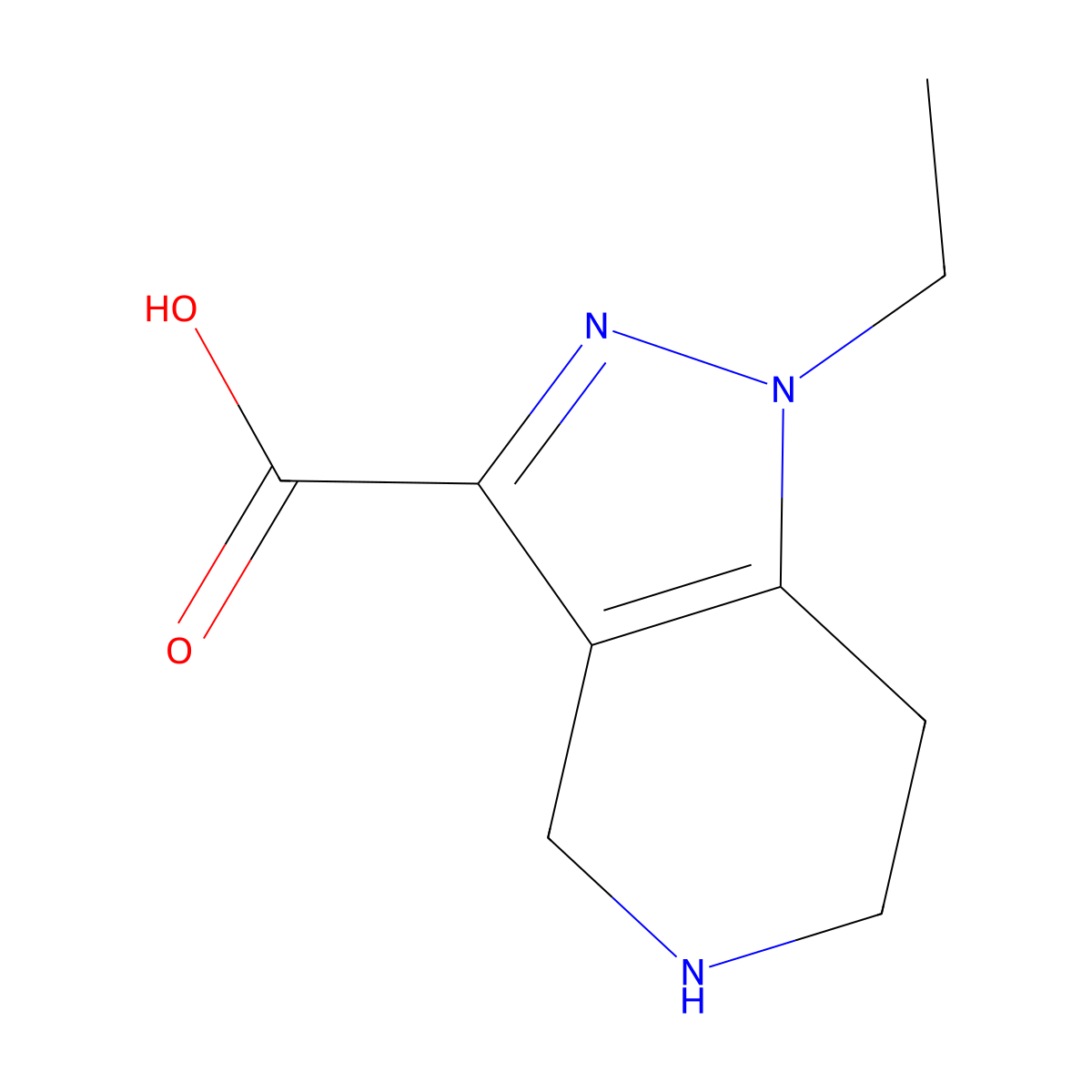 1H-Pyrazolo(4,3-c)pyridine-3-carboxylic acid, 1-ethyl-4,5,6,7-tetrahydro- molecular structure, CAS 1256643-36-3