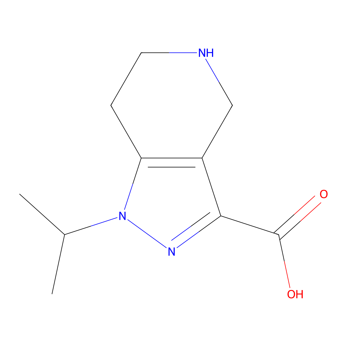 1-Isopropyl-4,5,6,7-tetrahydro-1H-pyrazolo[4,3-c]pyridine-3-carboxylic acid molecular structure, CAS 1256643-50-1