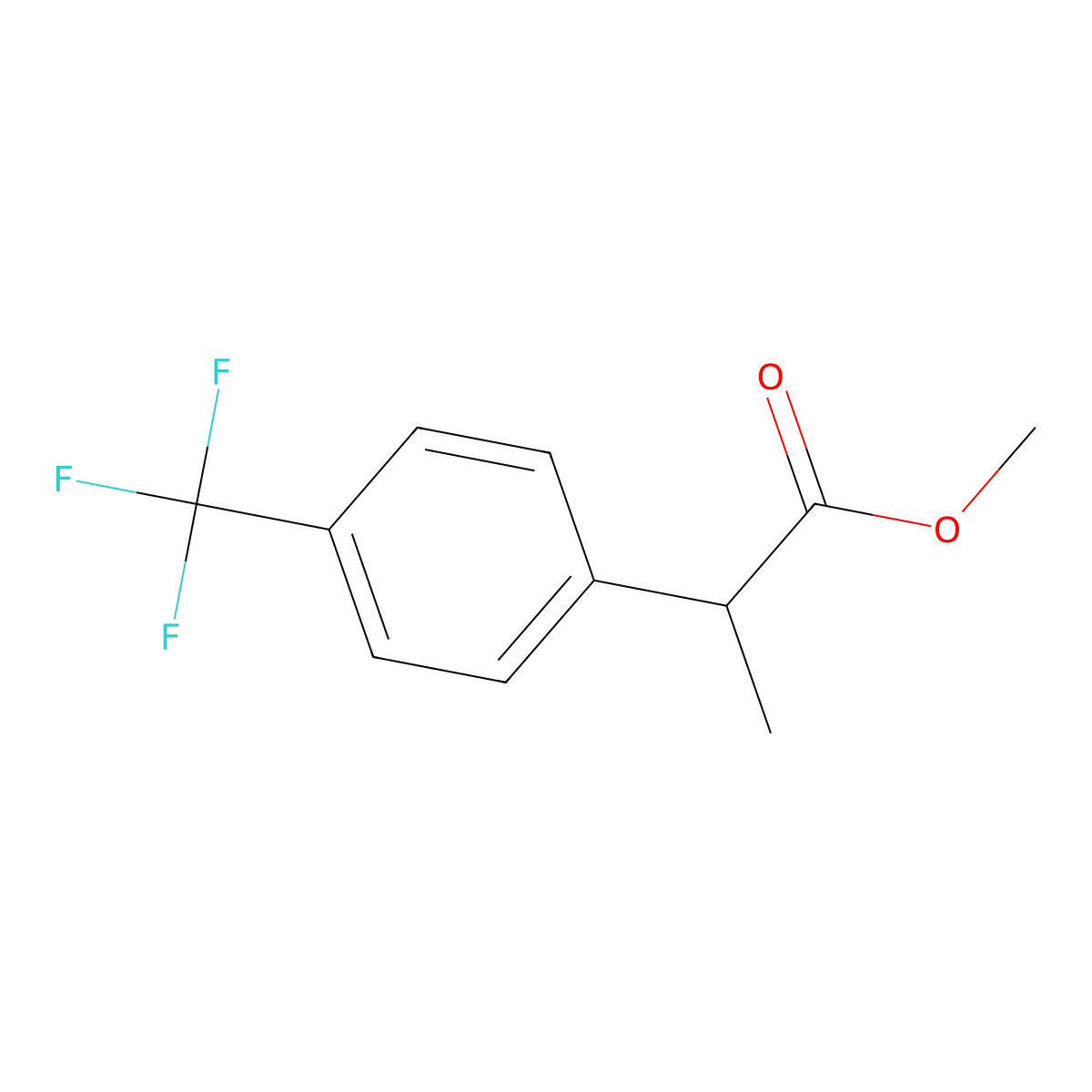 Methyl 2-(4-(trifluoromethyl)phenyl)propanoate molecular structure, CAS 125670-61-3