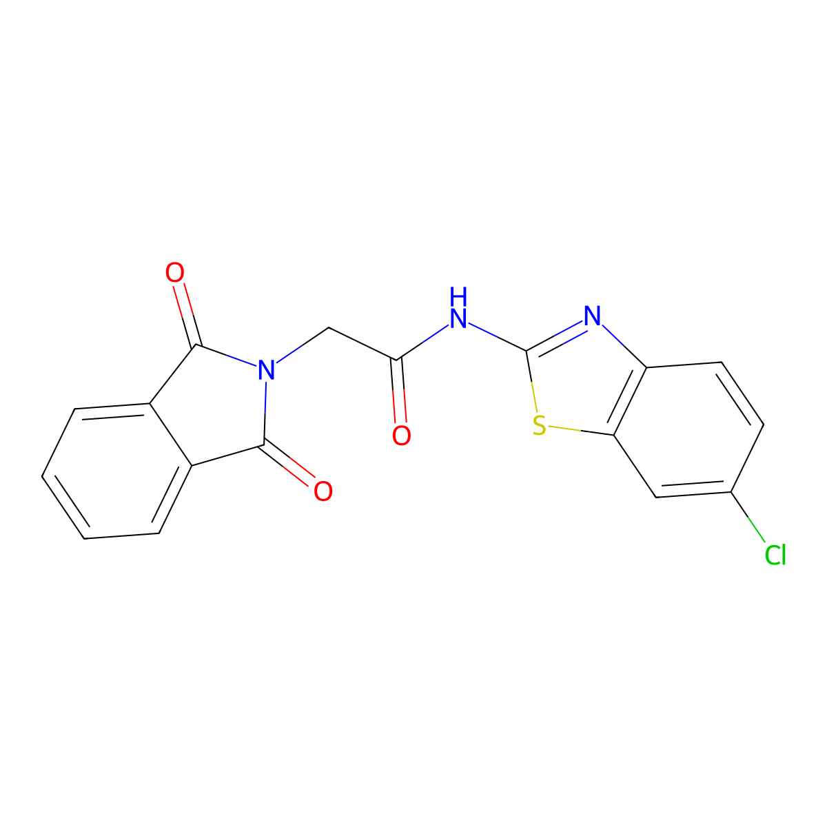 N-(6-chlorobenzo[d]thiazol-2-yl)-2-(1,3-dioxoisoindolin-2-yl)acetamide molecular structure, CAS 125670-90-8