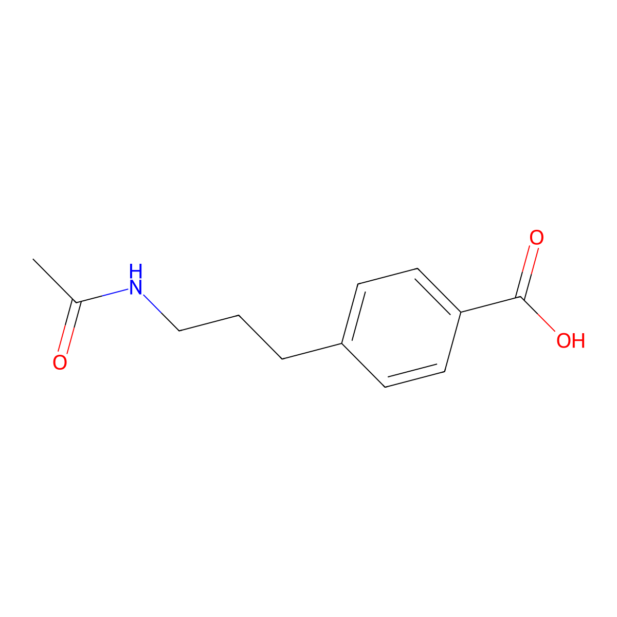 4-(3-Acetamidopropyl)benzoic acid molecular structure, CAS 1256701-20-8