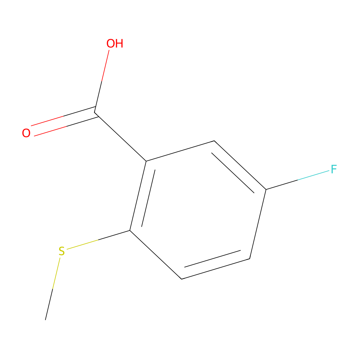 5-Fluoro-2-(methylthio)benzoic acid molecular structure, CAS 1256727-01-1