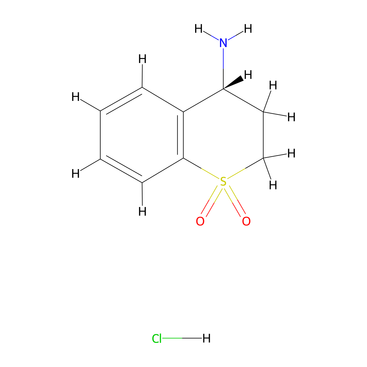 (4R)-4-amino-3,4-dihydro-2H-1lambda6-benzothiopyran-1,1-dione hydrochloride molecular structure, CAS 1256727-86-2