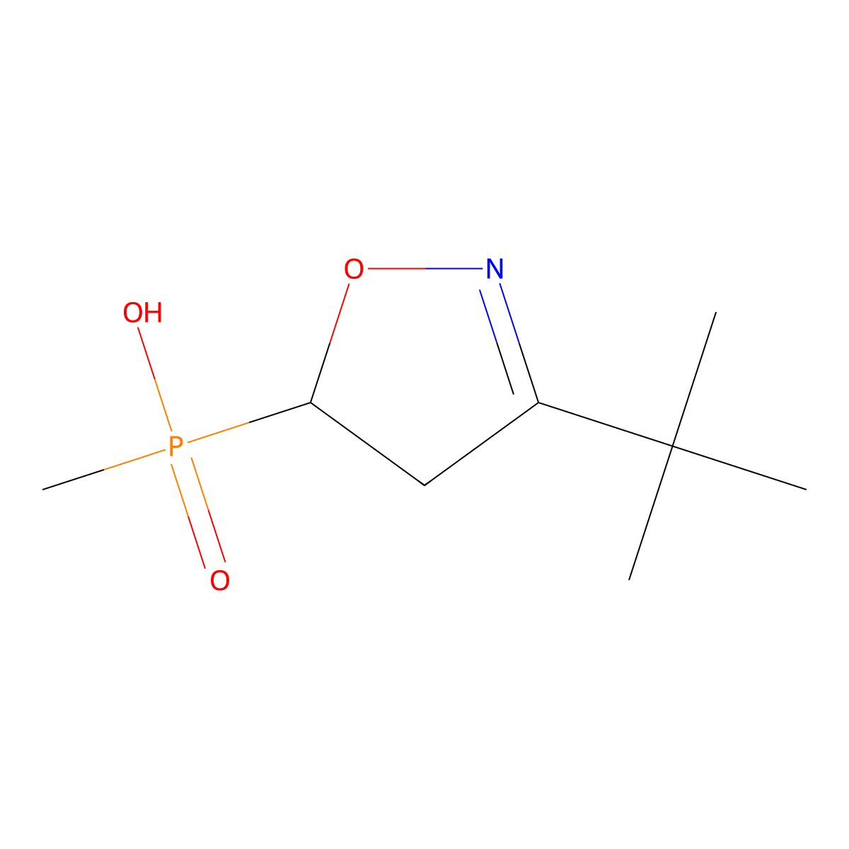 Phosphinic acid, (3-(1,1-dimethylethyl)-4,5-dihydro-5-isoxazolyl)methyl- molecular structure, CAS 125674-79-5