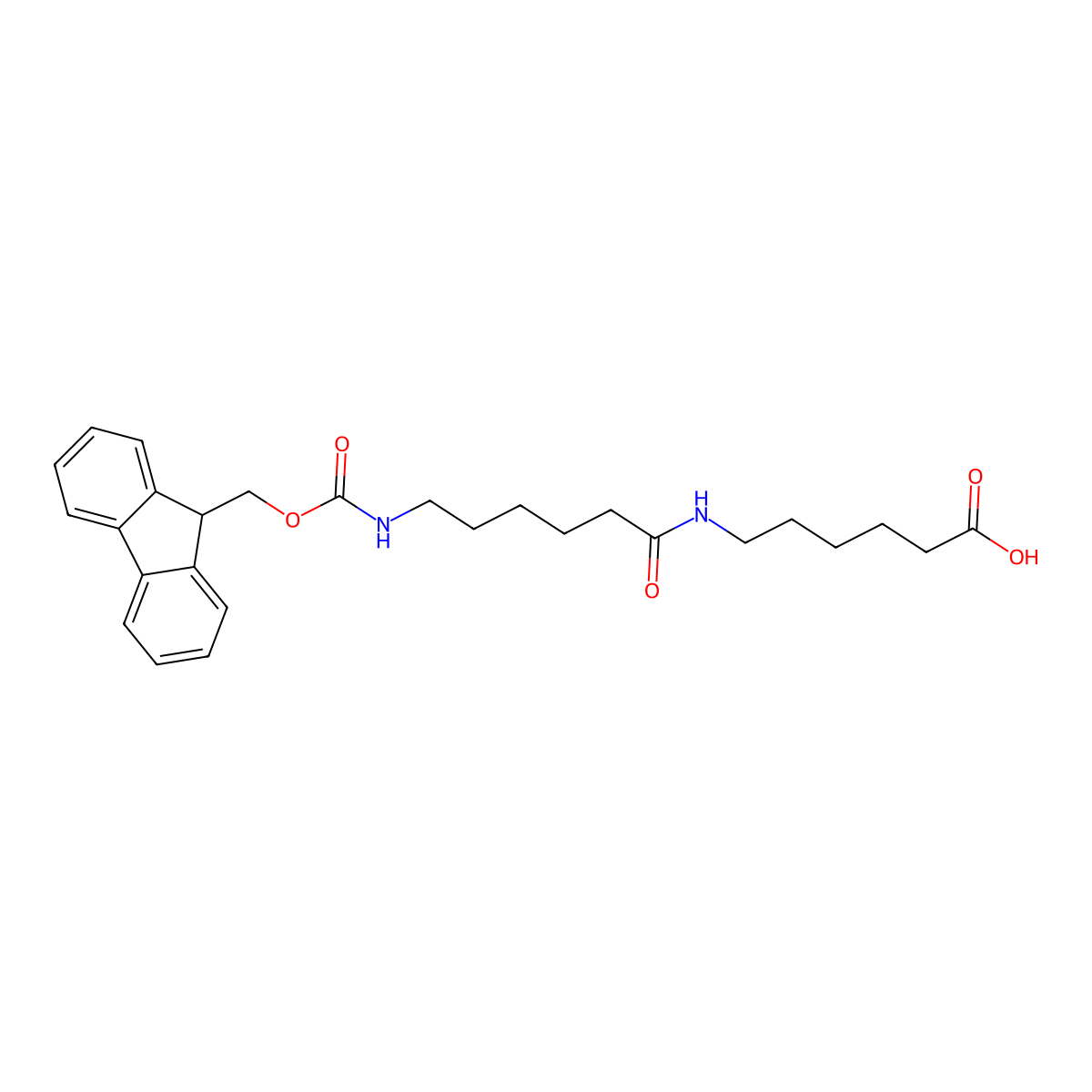 6-[6-({[(9H-fluoren-9-yl)methoxy]carbonyl}amino)hexanamido]hexanoic acid molecular structure, CAS 125674-96-6