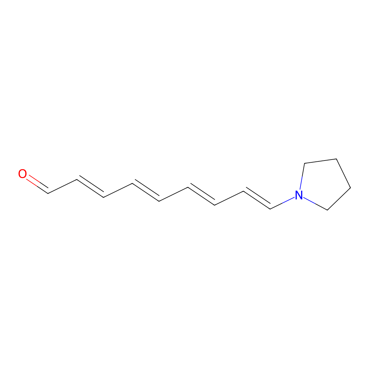 9-Pyrrolidin-1-yl-nona-2,4,6,8-tetraenal molecular structure, CAS 125675-74-3