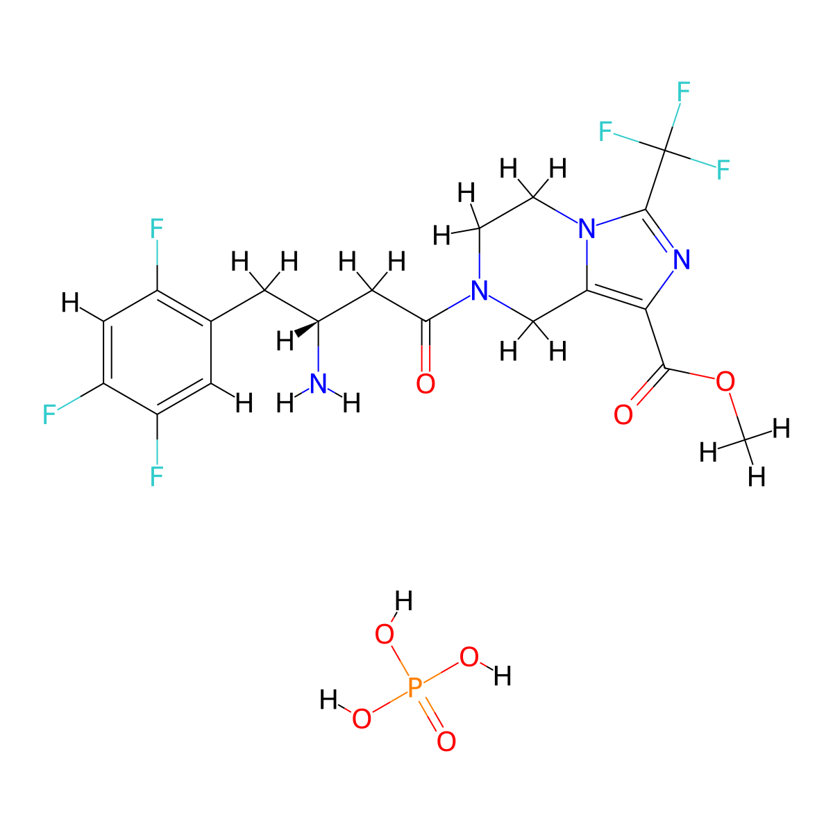Retagliptin phosphate molecular structure, CAS 1256756-88-3