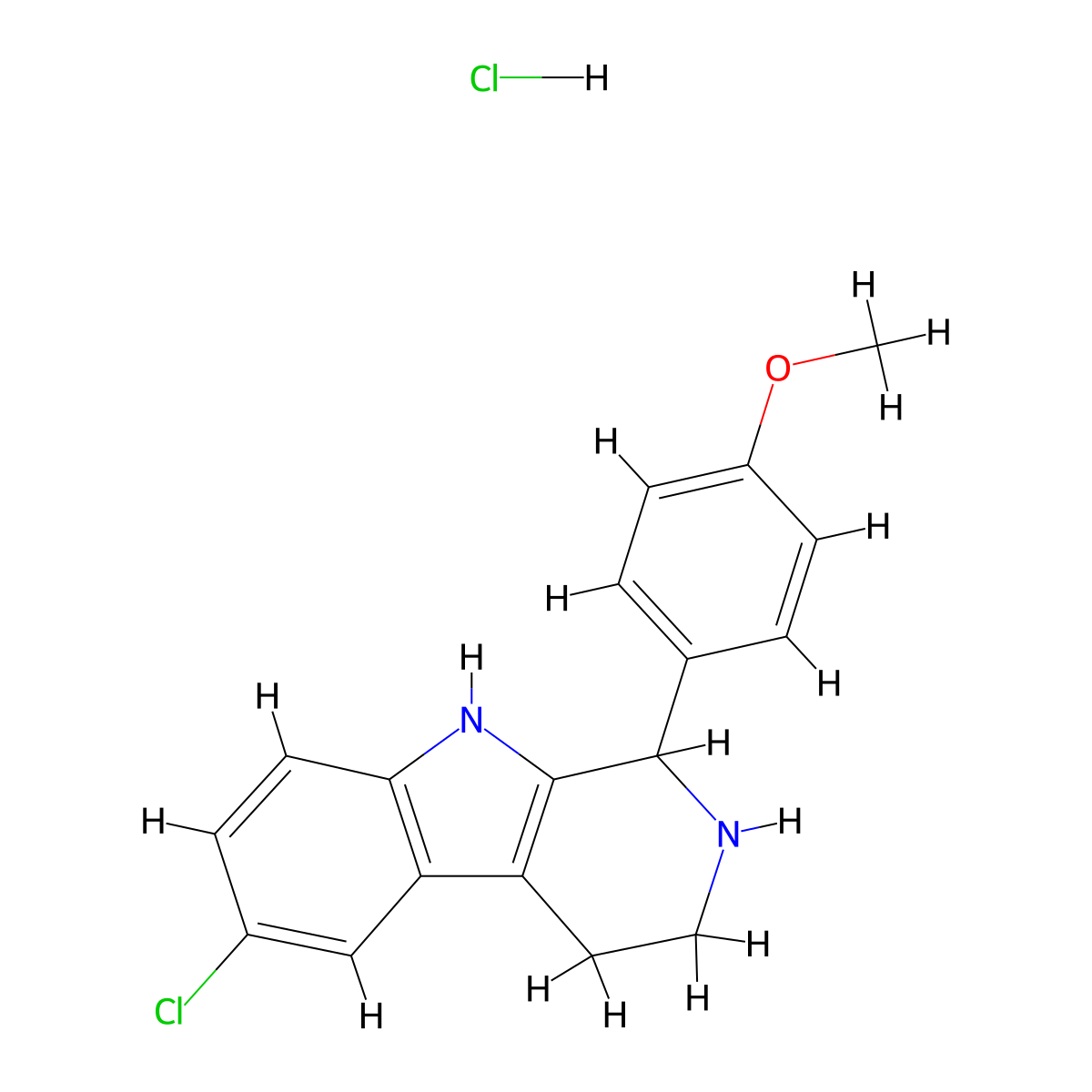 6-chloro-1-(4-methoxyphenyl)-1H,2H,3H,4H,9H-pyrido(3,4-b)indole hydrochloride molecular structure, CAS 1256760-54-9