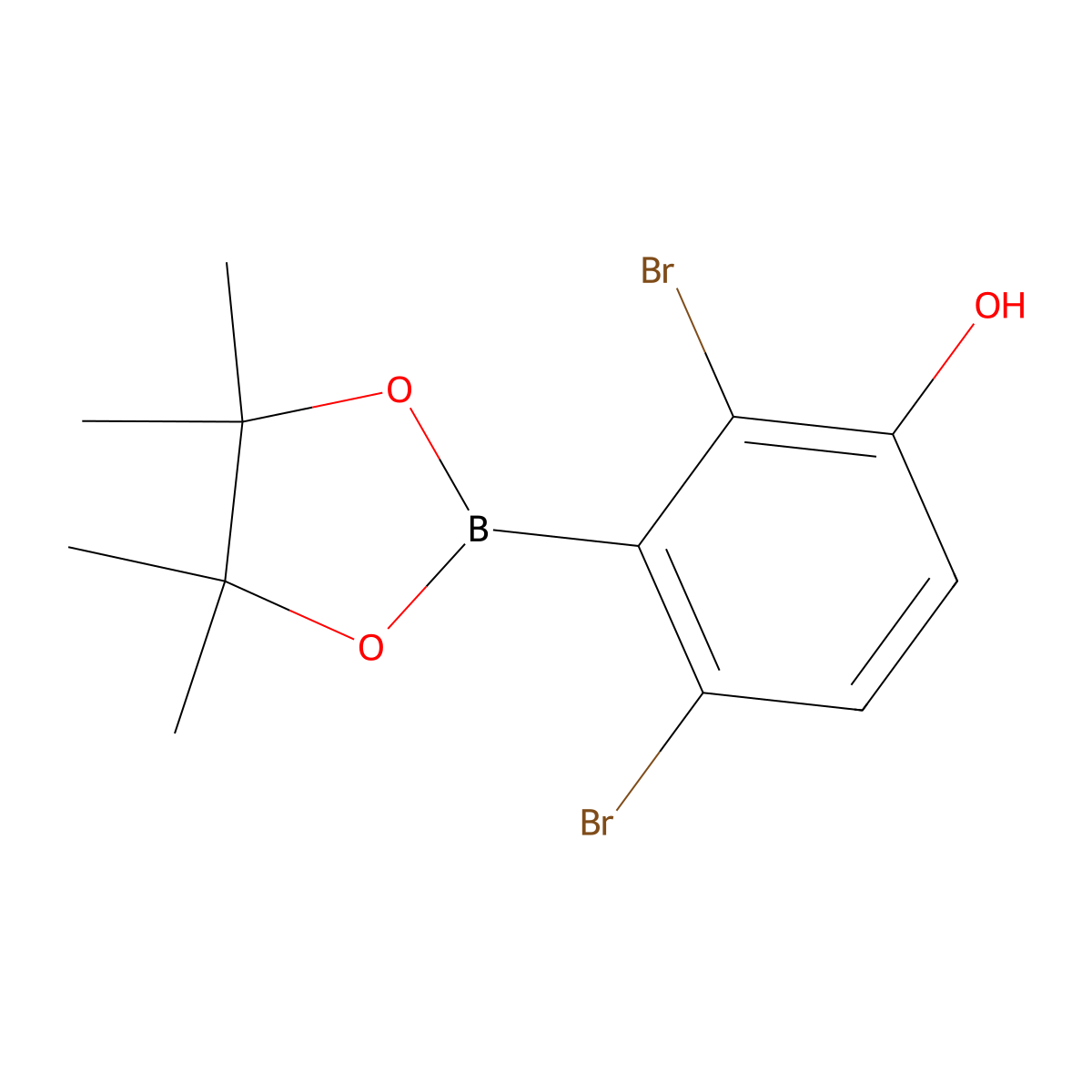 2,4-Dibromo-3-(4,4,5,5-tetramethyl-1,3,2-dioxaborolan-2-yl)phenol molecular structure, CAS 1256781-61-9