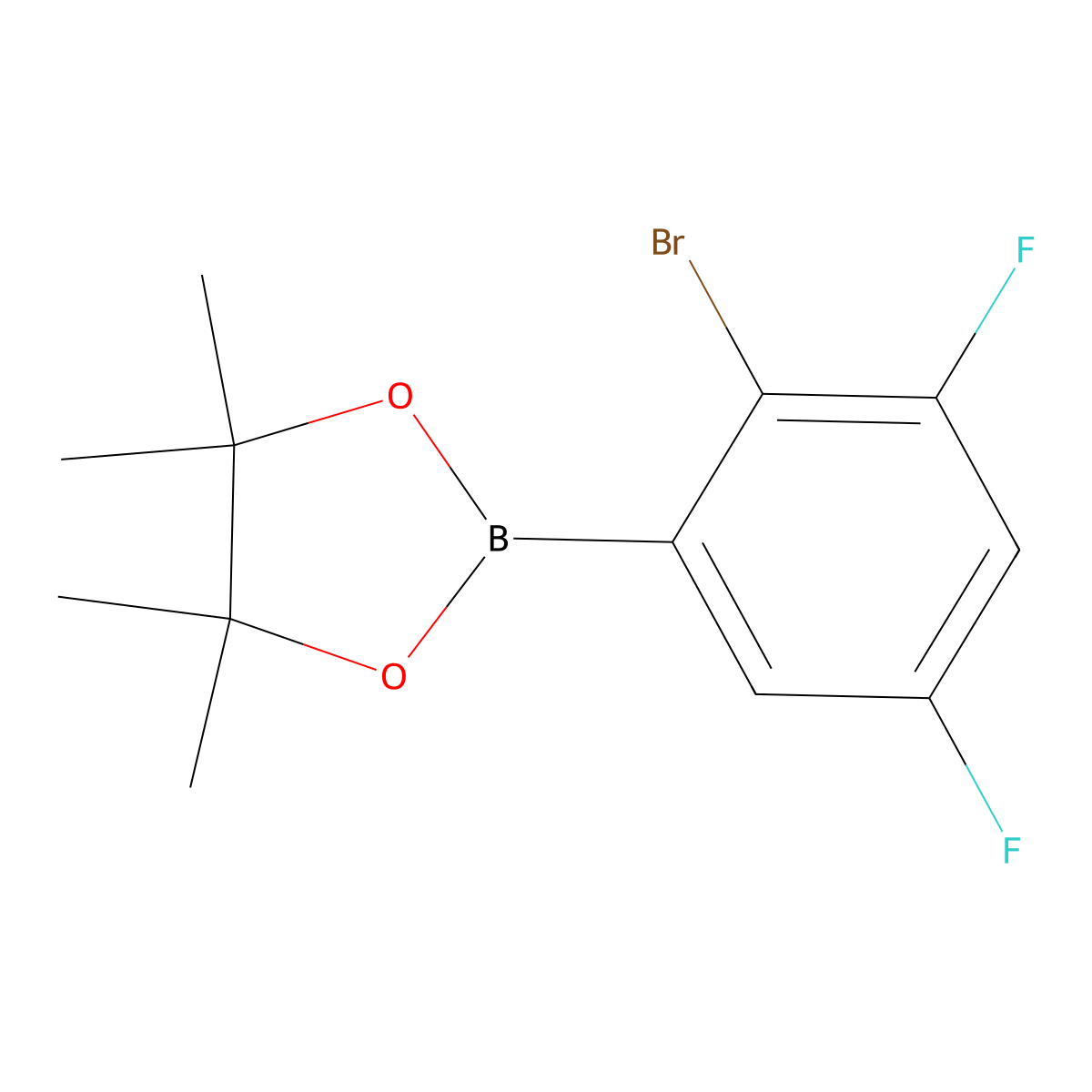 2-(2-Bromo-3,5-difluorophenyl)-4,4,5,5-tetramethyl-1,3,2-dioxaborolane molecular structure, CAS 1256781-62-0