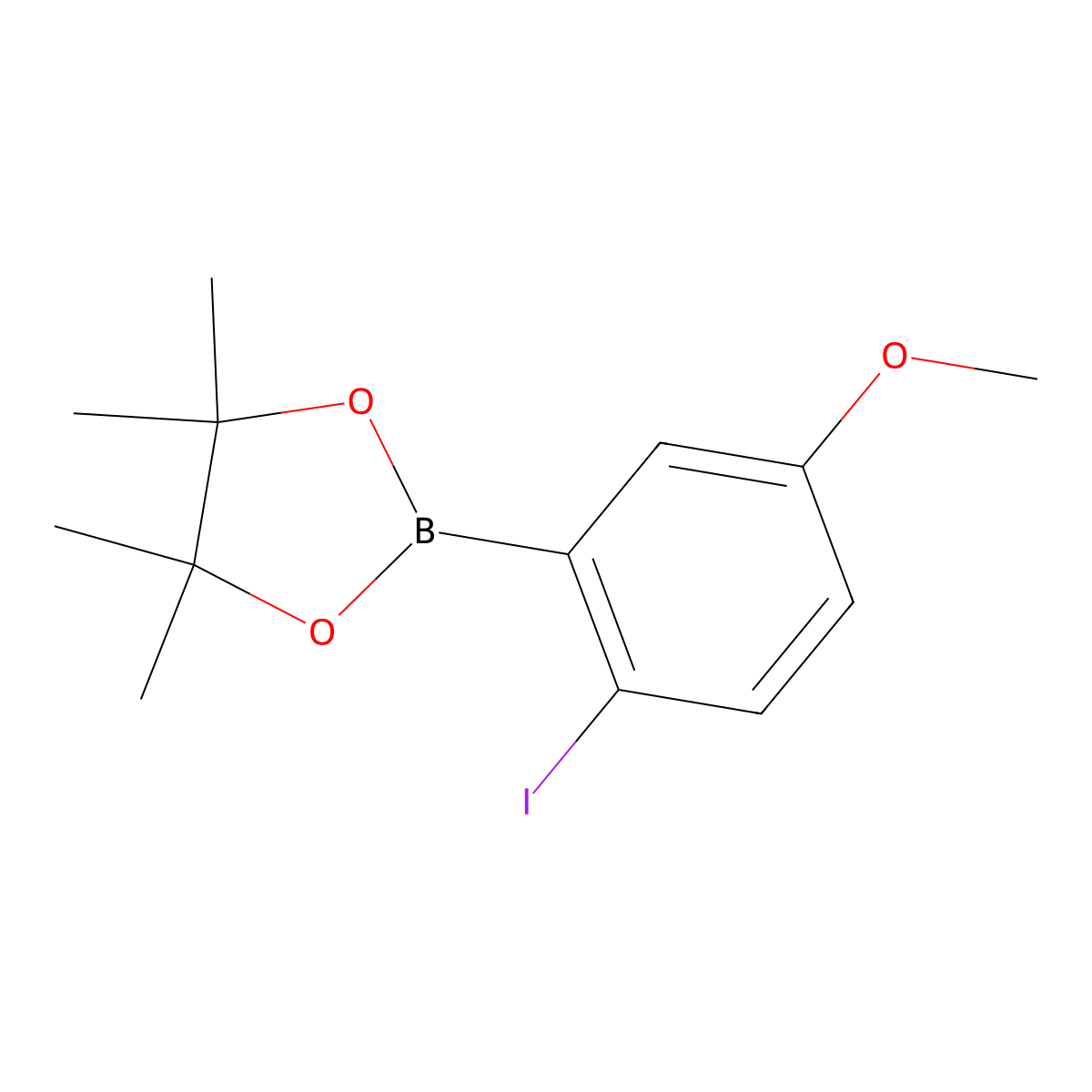 2-(5-(Methoxy)-2-iodophenyl)-4,4,5,5-tetramethyl-1,3,2-dioxaborolane molecular structure, CAS 1256781-69-7