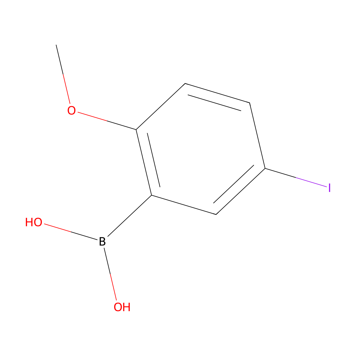 B-(5-Iodo-2-methoxyphenyl)boronic acid molecular structure, CAS 1256781-75-5