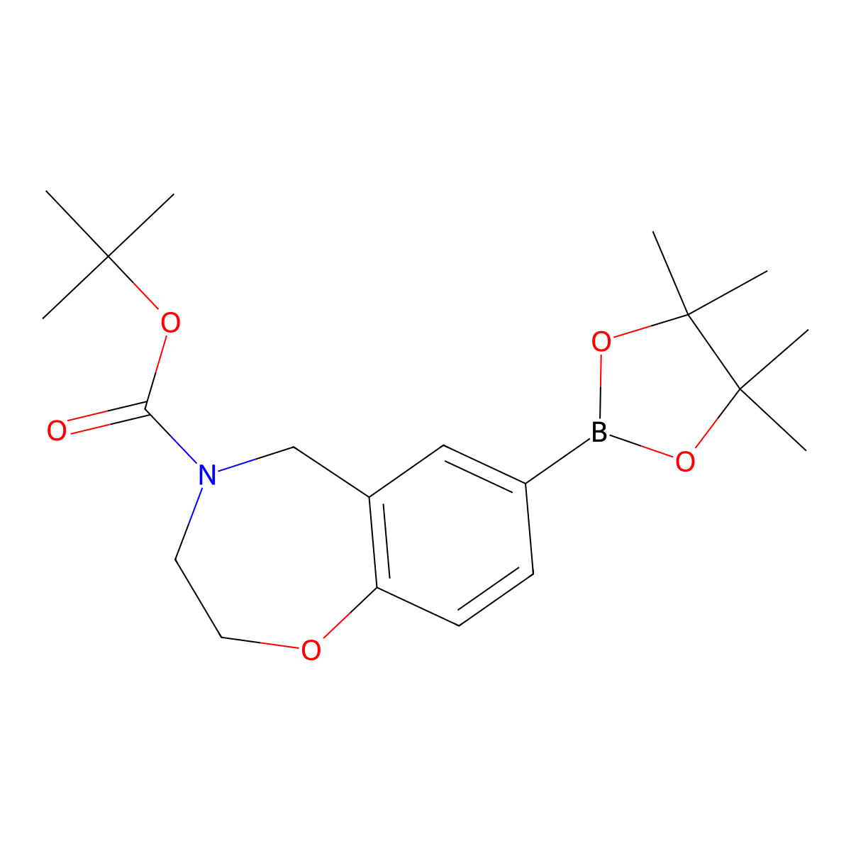 Tert-butyl 7-(tetramethyl-1,3,2-dioxaborolan-2-yl)-2,3,4,5-tetrahydro-1,4-benzoxazepine-4-carboxylate molecular structure, CAS 1256784-52-7