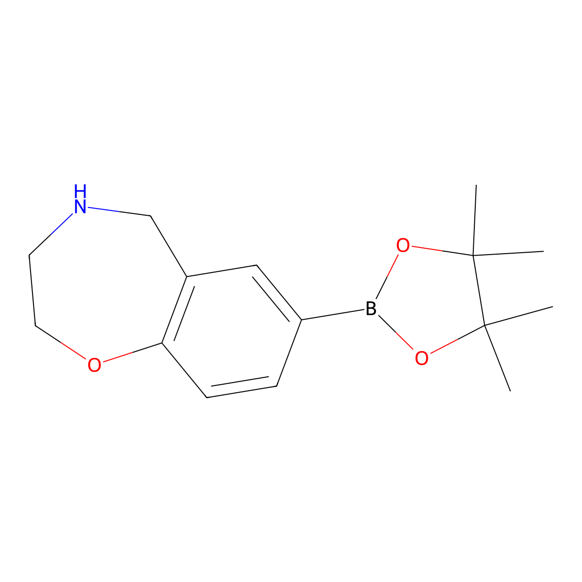 7-(Tetramethyl-1,3,2-dioxaborolan-2-yl)-2,3,4,5-tetrahydro-1,4-benzoxazepine molecular structure, CAS 1256784-58-3